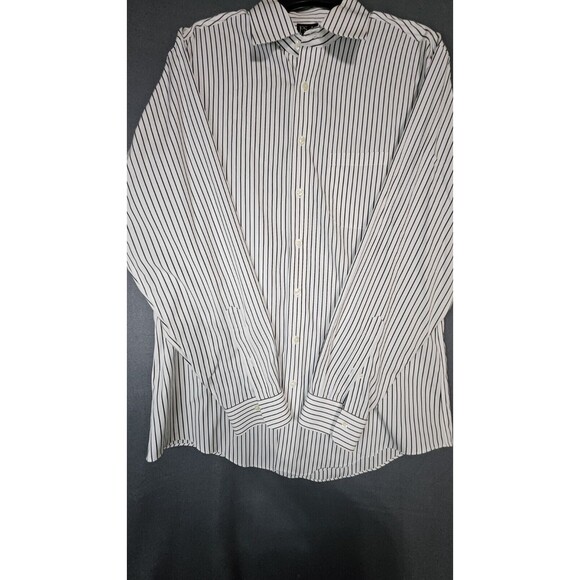 Men’s Jos. A. Bank Traveler’s Collection Black White Stripe Shirt - Size 16-35 - Picture 2 of 6